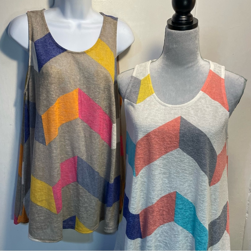 #0244 Pkg of 2 BOMBOM Relaxed Breathable Graphic Tank Tops-M - Picture 2 of 8